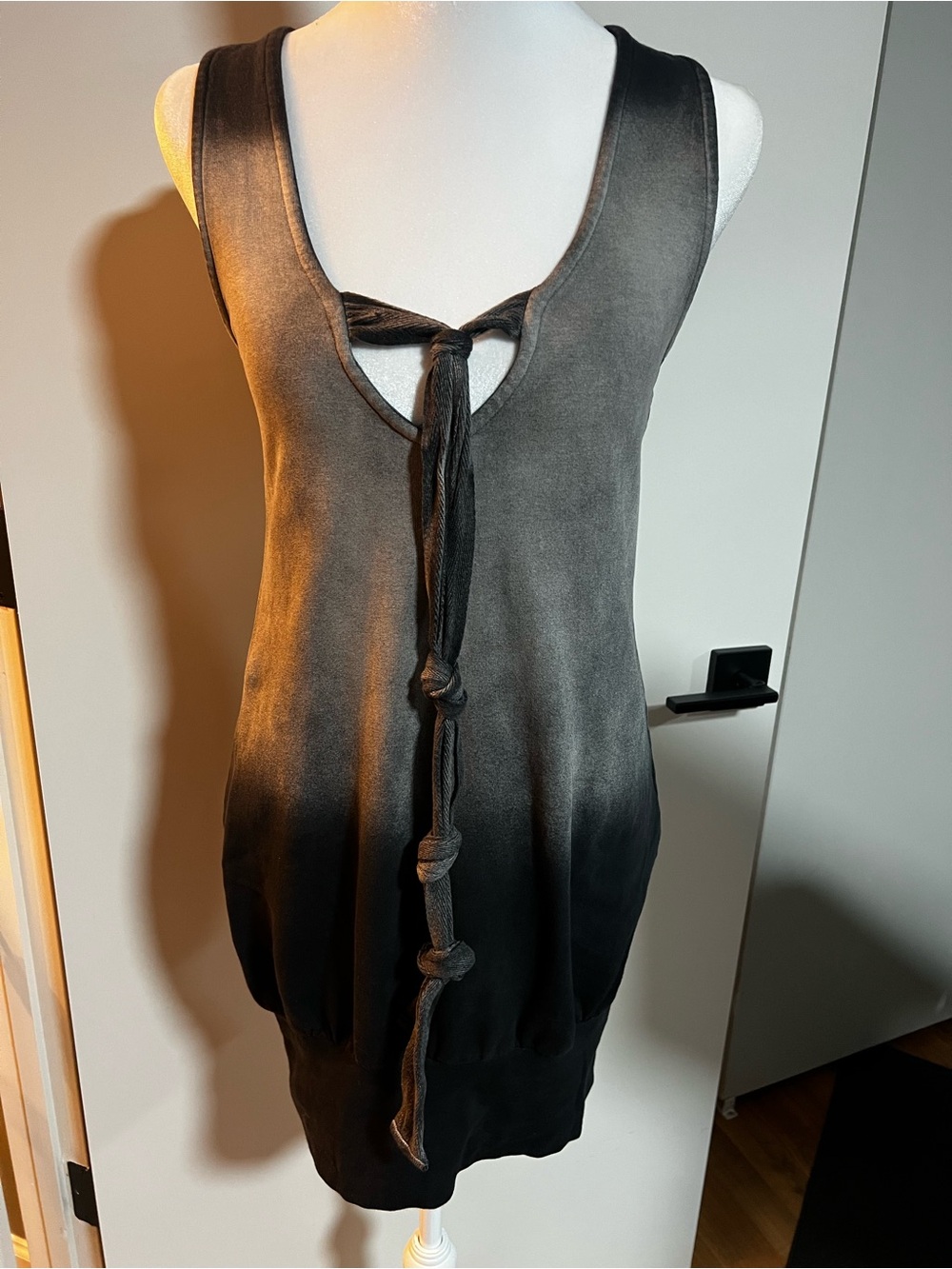Lux Black Ombre Midi Dress with Tie-Front Detail